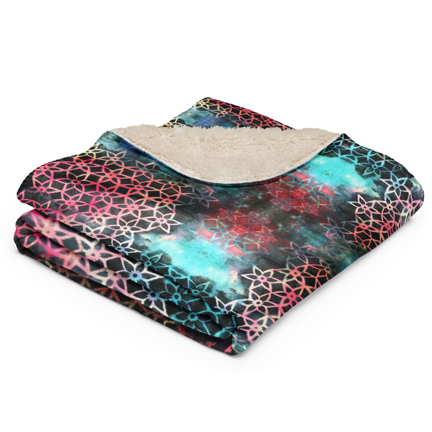 Fractal Floral Sherpa blanket