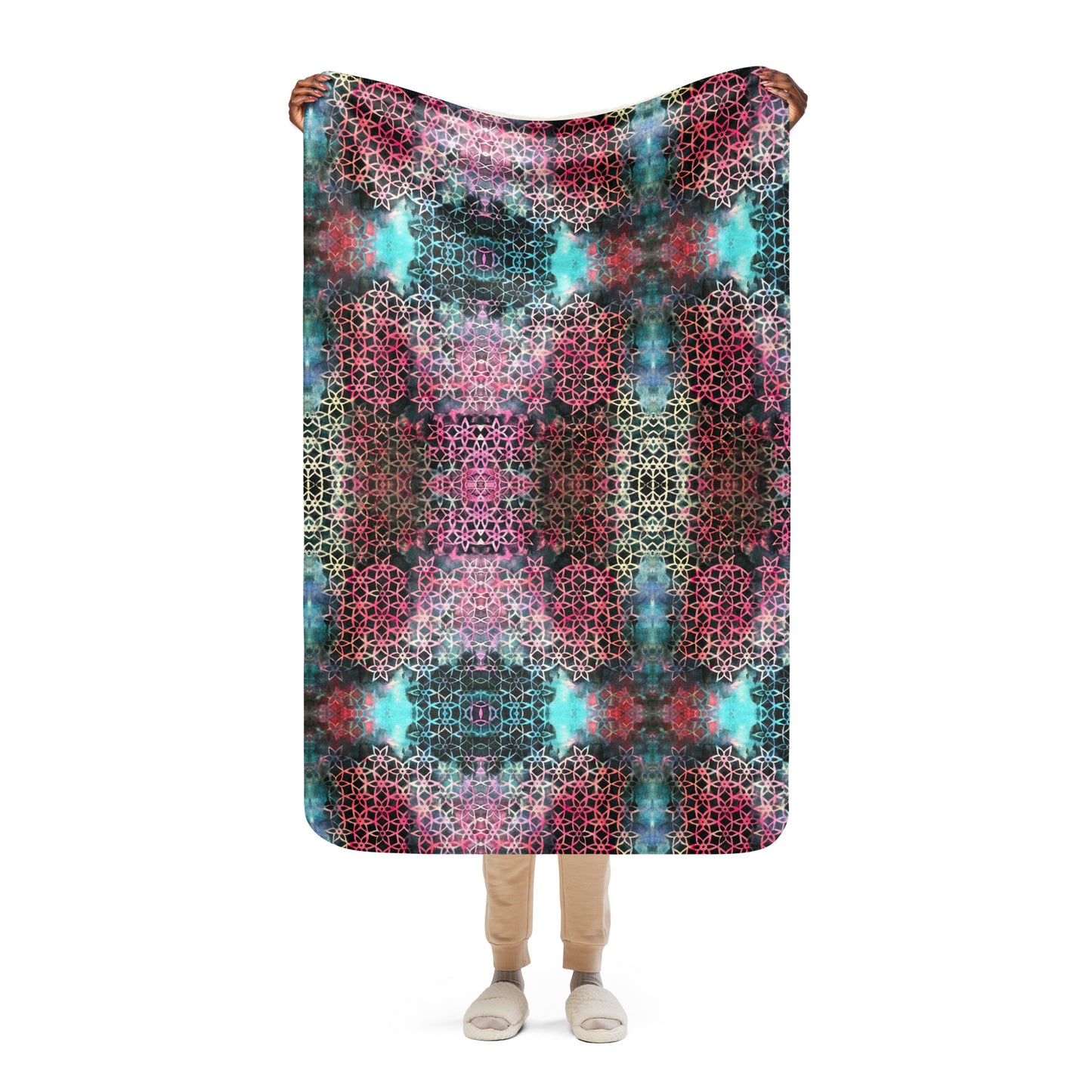 Fractal Floral Sherpa blanket