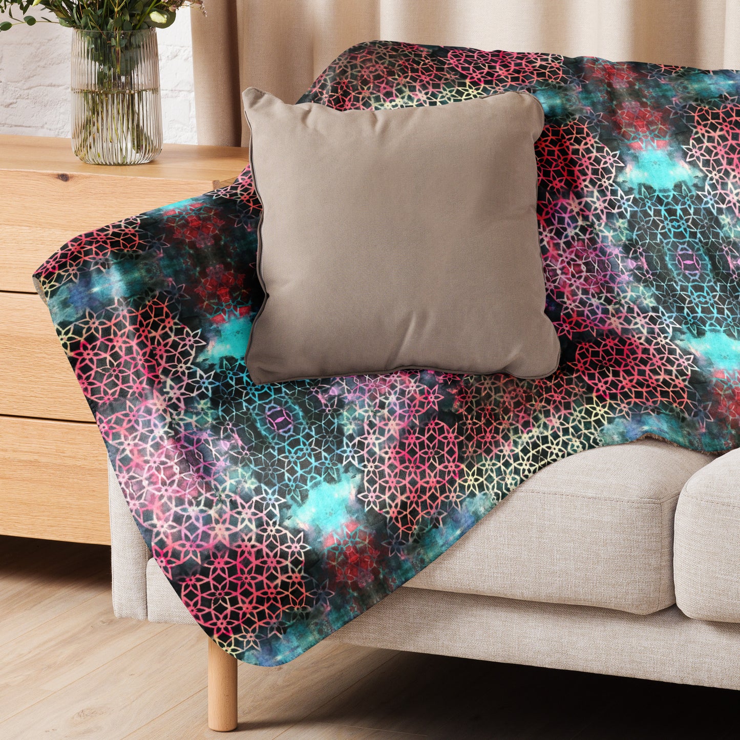 Fractal Floral Sherpa blanket