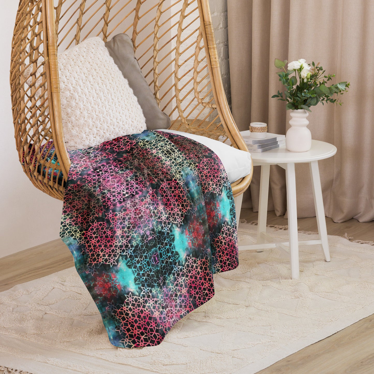 Fractal Floral Sherpa blanket