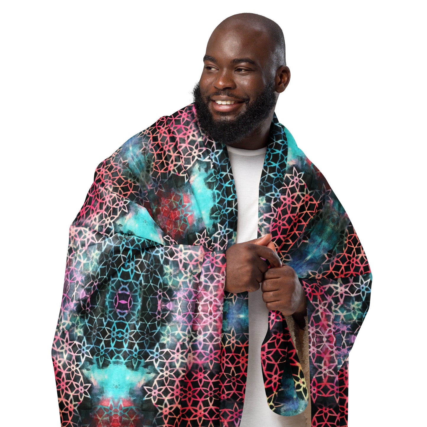 Fractal Floral Sherpa blanket